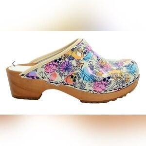 Bonita Wood Open Back Leather Clogs